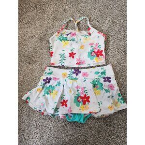 Hanna Andersson white multicolor floral skirt bikini set